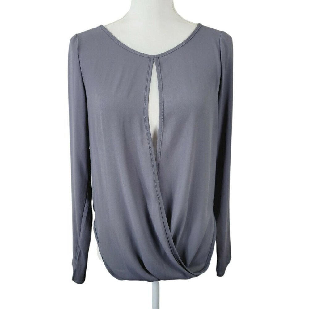 Style Tree Sz Sm Women's Drapey Blouse Gray Vintage Y2K Business Casual EUC - Picture 2 of 11